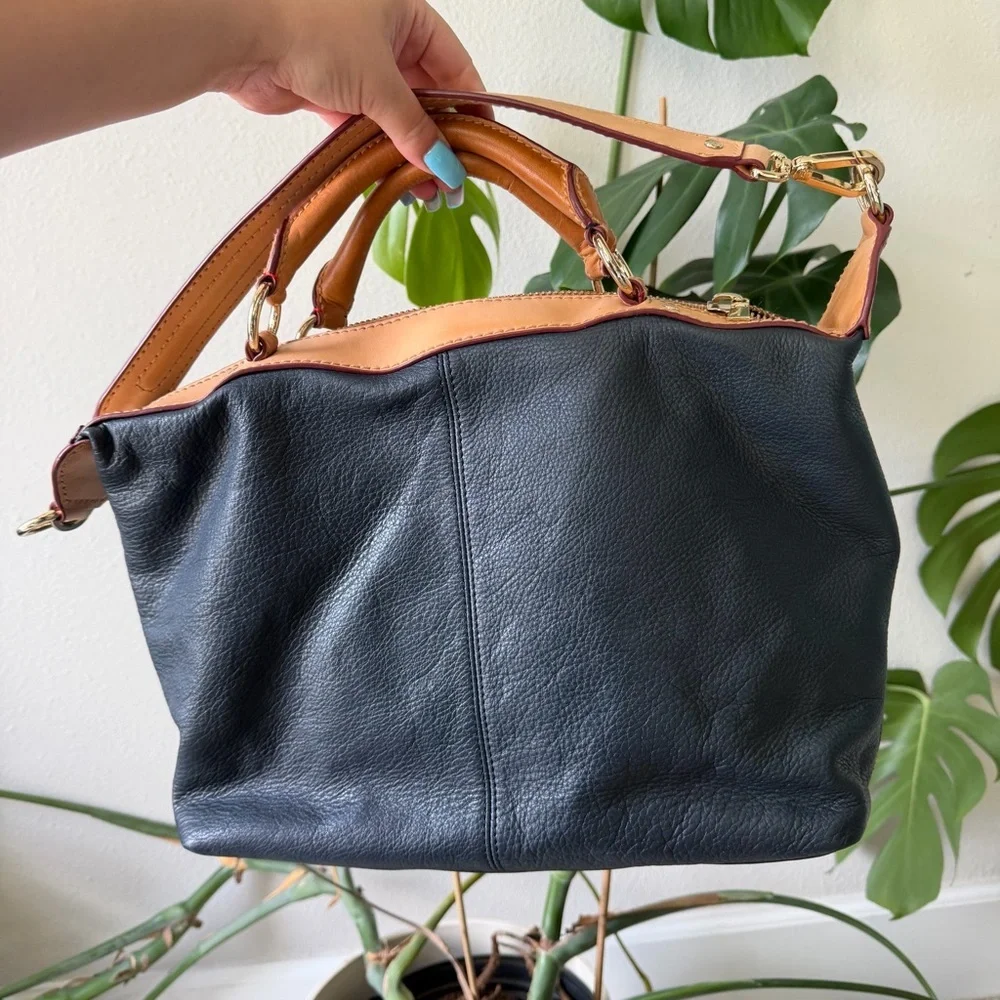 LTD ED 2014 Naomi Watts Tommy Hilfiger Leather Bag Navy Tan Tassel STUNNING